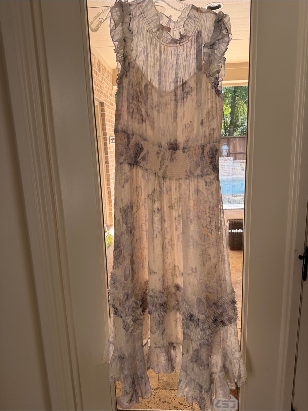 Rebecca Taylor Pale Watercolor Ruffle Dress - Picture 5 of 6